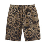 Steampunk Brass Gears And Cogs Print Cotton Shorts