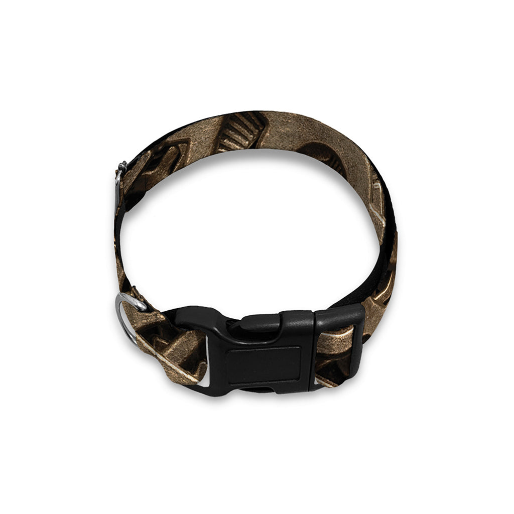 Steampunk Brass Gears And Cogs Print Dog Collar