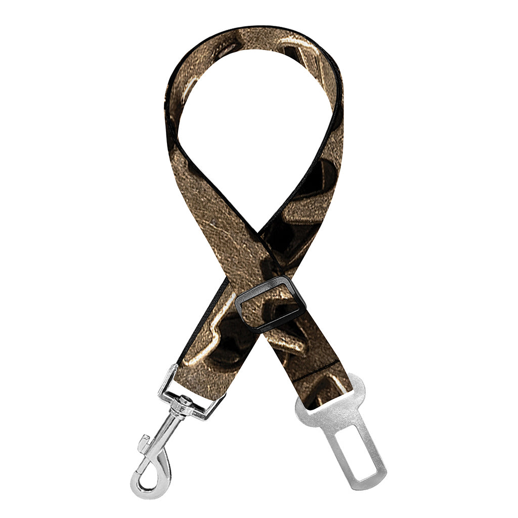 Steampunk Brass Gears And Cogs Print Dog Seat Belt