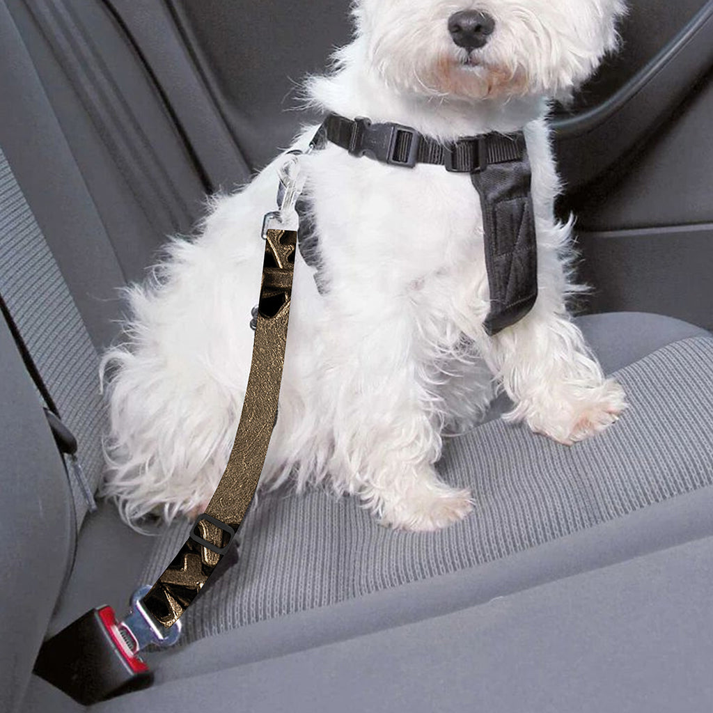 Steampunk Brass Gears And Cogs Print Dog Seat Belt