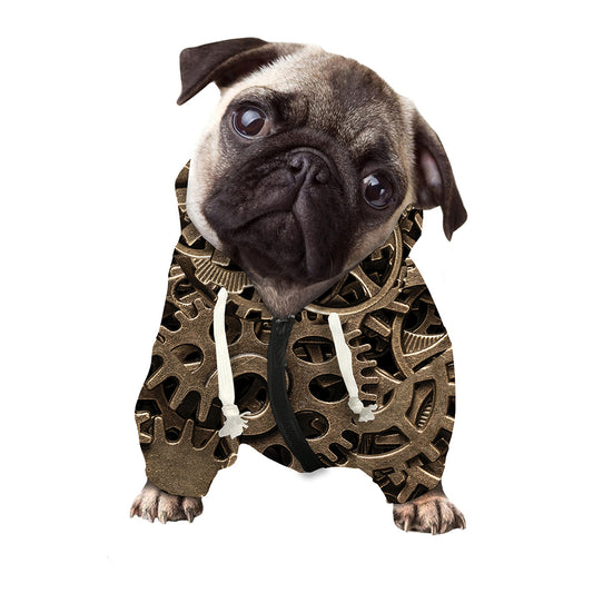 Steampunk Brass Gears And Cogs Print Dog Zip Up Hoodie