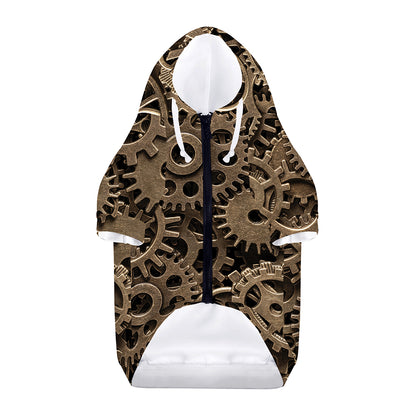 Steampunk Brass Gears And Cogs Print Dog Zip Up Hoodie