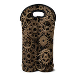 Steampunk Brass Gears And Cogs Print Double Neoprene Wine Tote
