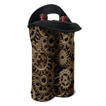 Steampunk Brass Gears And Cogs Print Double Neoprene Wine Tote