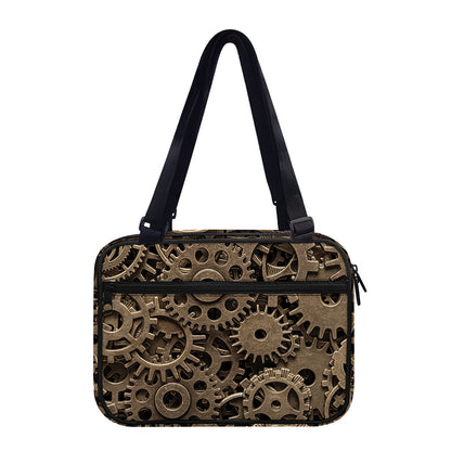 Steampunk Brass Gears And Cogs Print Double Strap Bible Bag