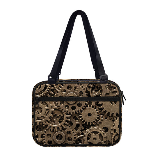Steampunk Brass Gears And Cogs Print Double Strap Bible Bag