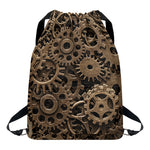 Steampunk Brass Gears And Cogs Print Drawstring Backpack