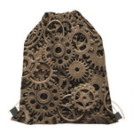 Steampunk Brass Gears And Cogs Print Drawstring Bag