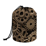 Steampunk Brass Gears And Cogs Print Drawstring Makeup Bag