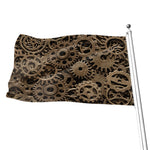 Steampunk Brass Gears And Cogs Print Flag