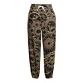 Steampunk Brass Gears And Cogs Print Fleece Lined Knit Pants