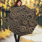 Steampunk Brass Gears And Cogs Print Foldable Umbrella