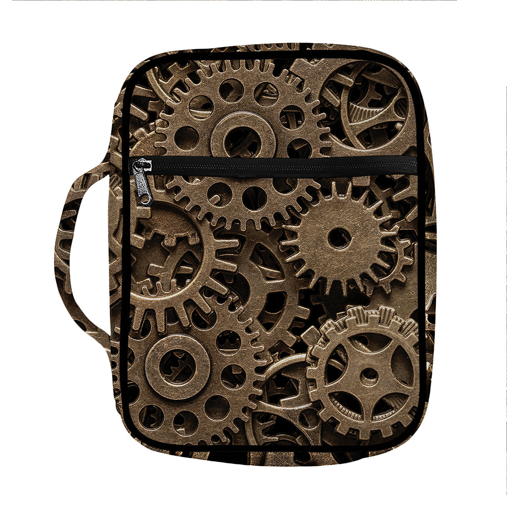 Steampunk Brass Gears And Cogs Print Front Pocket Bible Bag