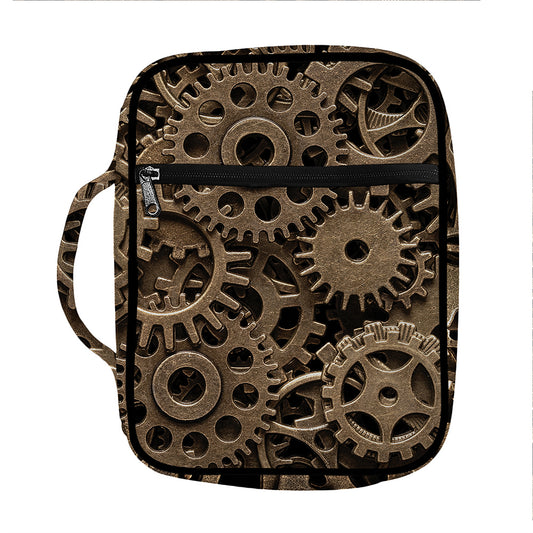 Steampunk Brass Gears And Cogs Print Front Pocket Bible Bag