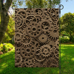 Steampunk Brass Gears And Cogs Print Garden Flag