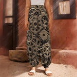 Steampunk Brass Gears And Cogs Print Harem Pants