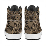 Steampunk Brass Gears And Cogs Print High Top Leather Sneakers