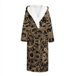 Steampunk Brass Gears And Cogs Print Hooded Bathrobe