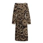 Steampunk Brass Gears And Cogs Print Hooded Bathrobe