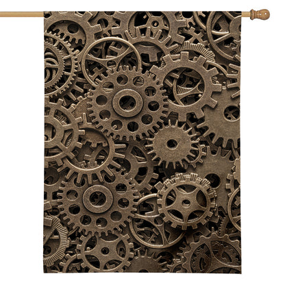 Steampunk Brass Gears And Cogs Print House Flag