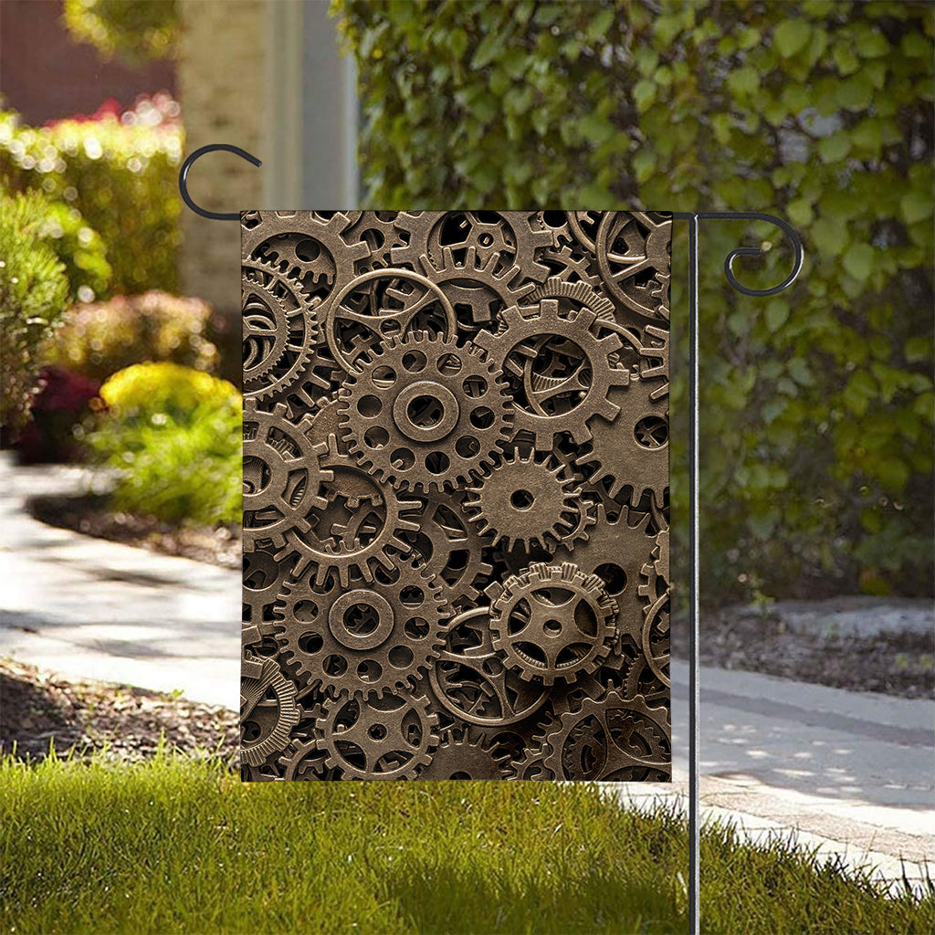 Steampunk Brass Gears And Cogs Print House Flag