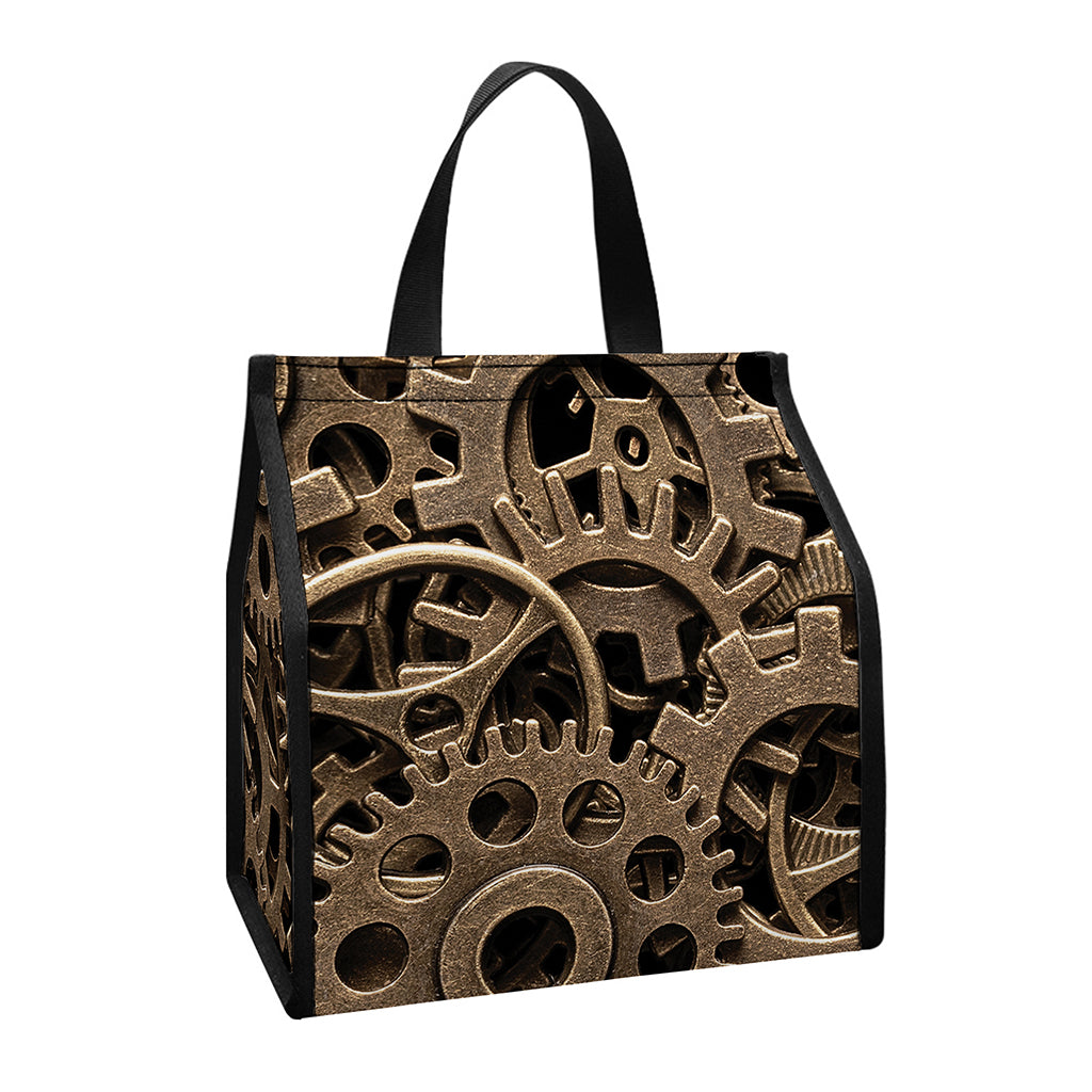Steampunk Brass Gears And Cogs Print Insulated Lunch Tote