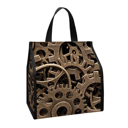 Steampunk Brass Gears And Cogs Print Insulated Lunch Tote