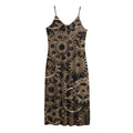 Steampunk Brass Gears And Cogs Print Jersey Midi Cami Dress