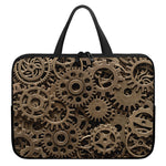 Steampunk Brass Gears And Cogs Print Laptop Sleeve With Handle