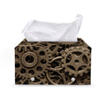 Steampunk Brass Gears And Cogs Print Leather Tissue Box Cover
