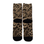 Steampunk Brass Gears And Cogs Print Long Socks