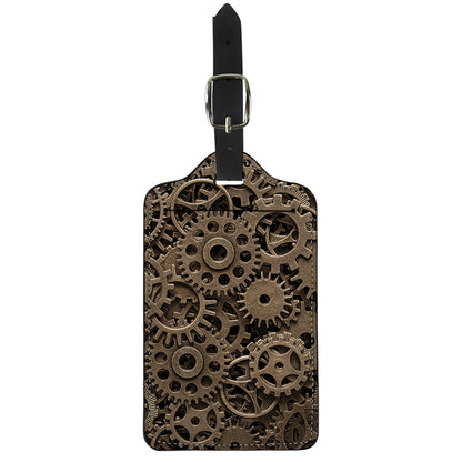 Steampunk Brass Gears And Cogs Print Luggage Tag