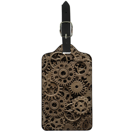 Steampunk Brass Gears And Cogs Print Luggage Tag
