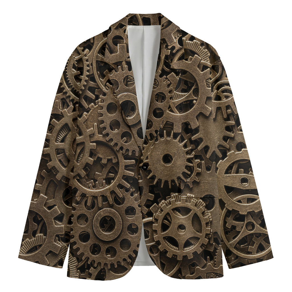 Steampunk Brass Gears And Cogs Print Men's Blazer