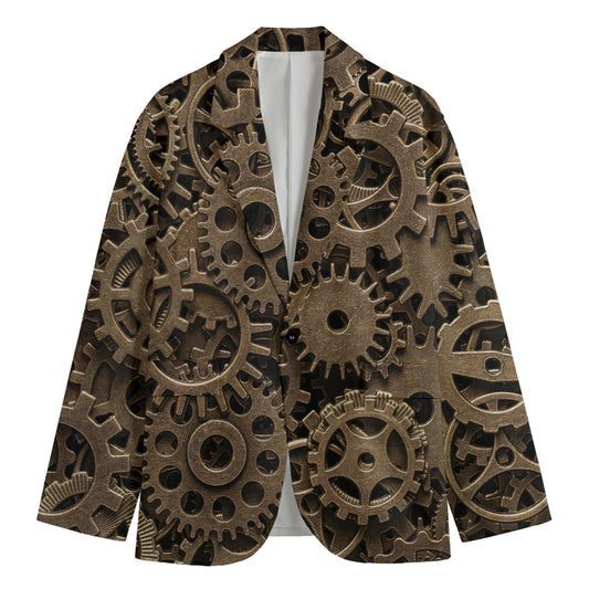 Steampunk Brass Gears And Cogs Print Men's Blazer