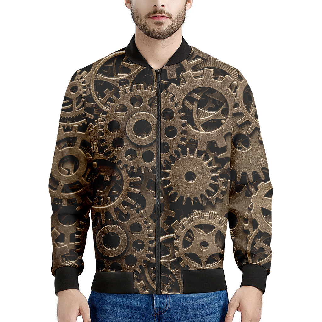 Steampunk Brass Gears And Cogs Print Men's Bomber Jacket