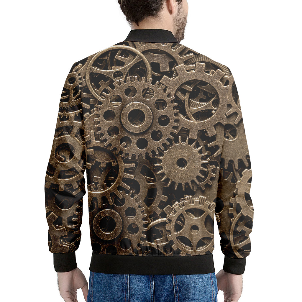 Steampunk Brass Gears And Cogs Print Men's Bomber Jacket