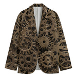 Steampunk Brass Gears And Cogs Print Men's Cotton Blazer