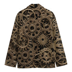 Steampunk Brass Gears And Cogs Print Men's Cotton Blazer