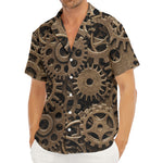Steampunk Brass Gears And Cogs Print Men's Deep V-Neck Shirt