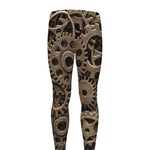 Steampunk Brass Gears And Cogs Print Men's leggings
