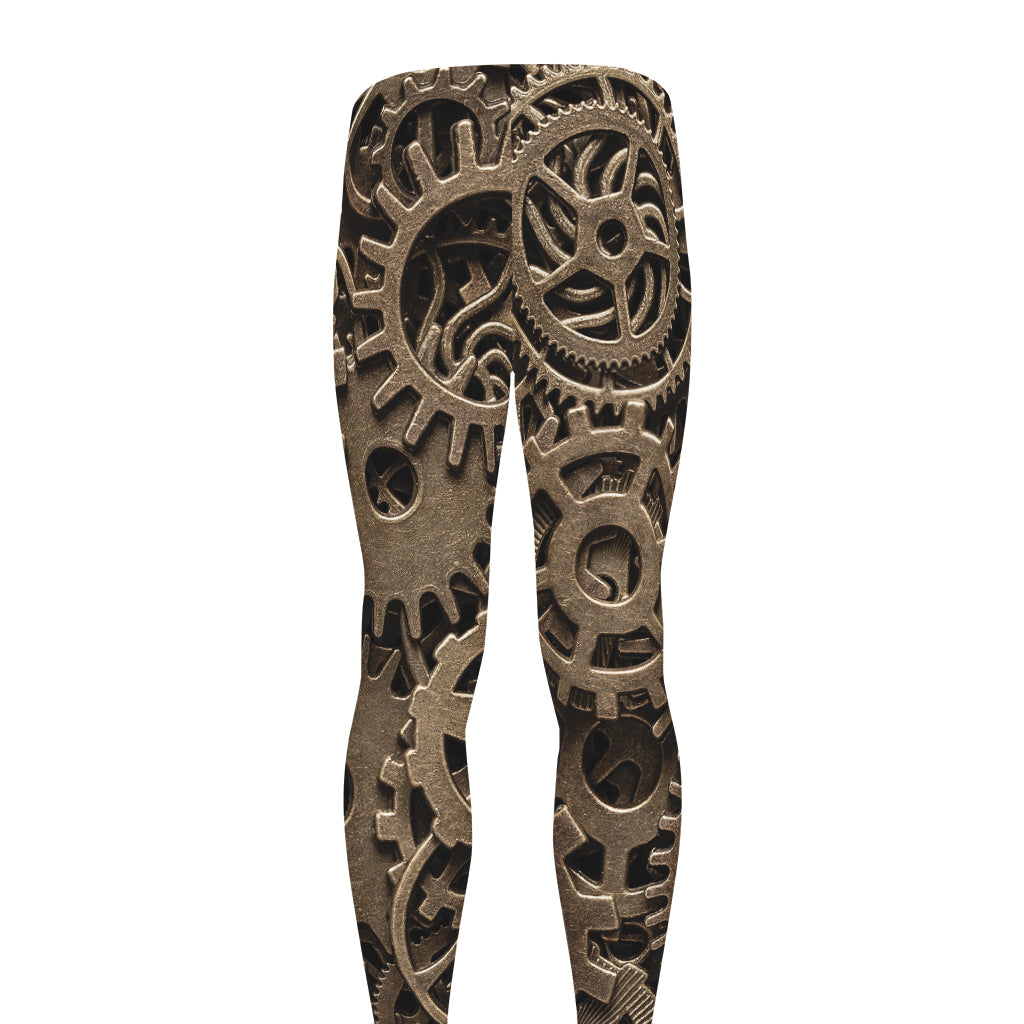 Steampunk Brass Gears And Cogs Print Men's leggings
