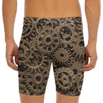Steampunk Brass Gears And Cogs Print Men's Long Boxer Briefs