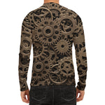 Steampunk Brass Gears And Cogs Print Men's Long Sleeve Rash Guard