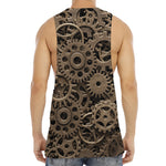 Steampunk Brass Gears And Cogs Print Men's Muscle Tank Top