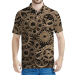 Steampunk Brass Gears And Cogs Print Men's Polo Shirt