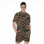 Steampunk Brass Gears And Cogs Print Men's Rompers