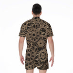 Steampunk Brass Gears And Cogs Print Men's Rompers
