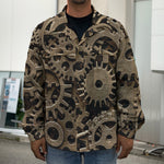 Steampunk Brass Gears And Cogs Print Men's Shirt Jacket