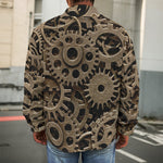 Steampunk Brass Gears And Cogs Print Men's Shirt Jacket
